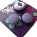 Fabric Covered Buttons: purple strawberry and plain lilac, hand covered buttons, set of 3