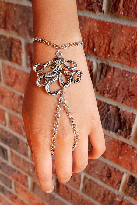Silver Octopus Slave Bracelet