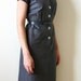 Mad Men 60s Dress Slate Gray Cotton Button Collar Medium