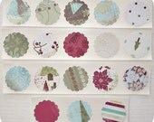 1.25 SALE - A Shabby Little Christmas 1.5 inch Scallop Round Stickers/Envelope Seals - Set of 18