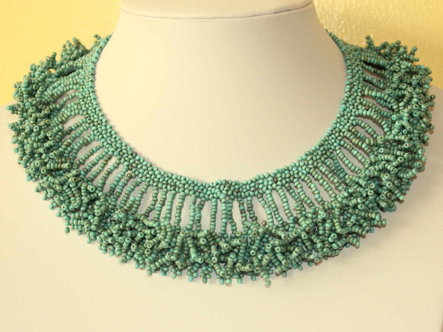 Ethnic African Fusion Necklace Multi Color Beads Flat Choker Necklace. Collar Style. Cleopatra Necklace.  Hand Made. MapenziGems. DB07