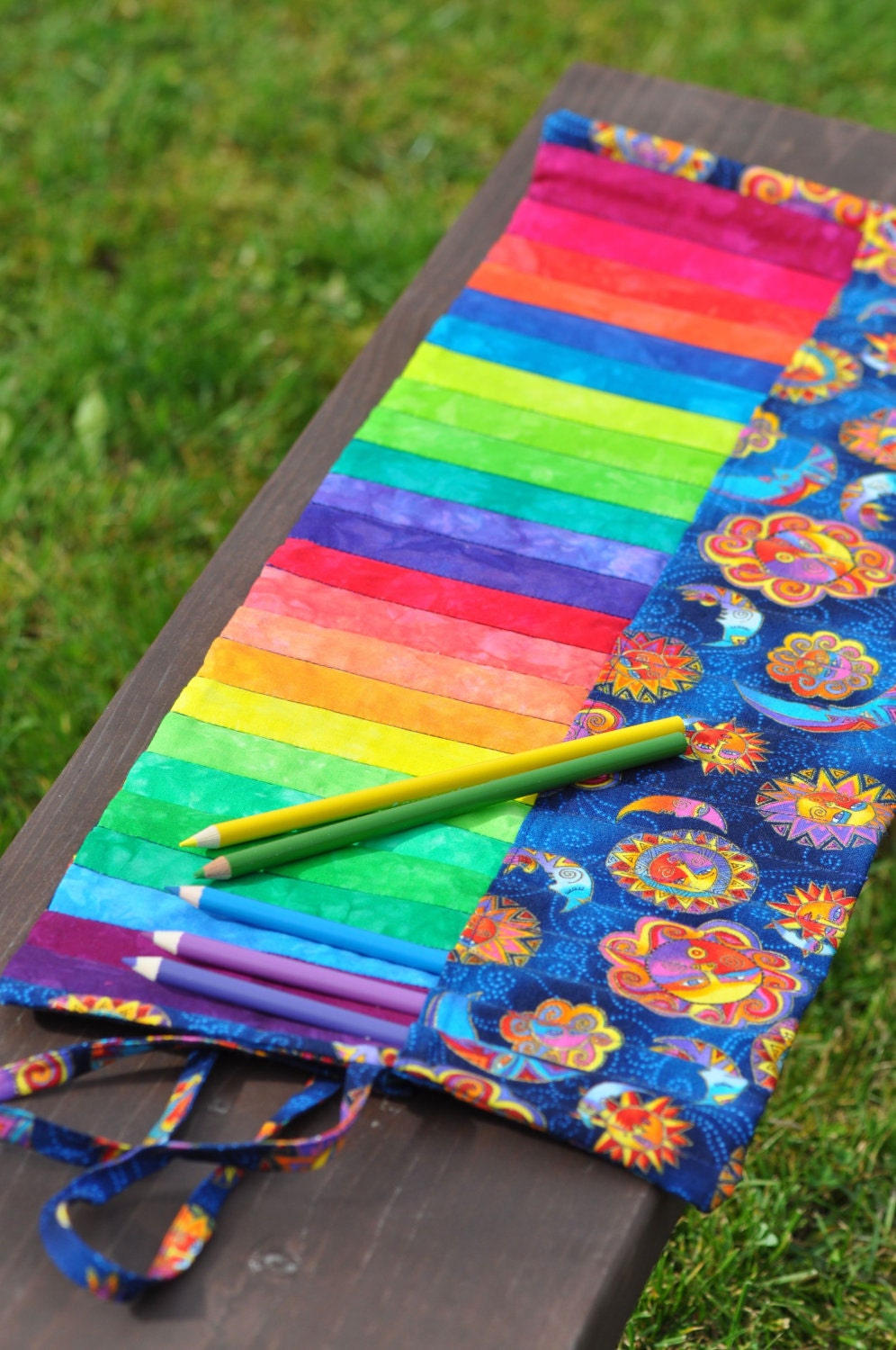 Rainbow Quilted Artist's Pencil Roll
