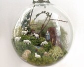 A Shepherd with Sheep Scene Glass Ornament
