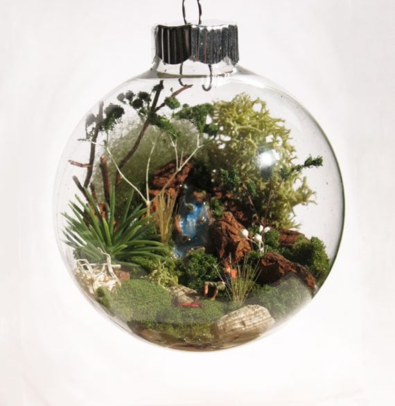 Resting Hiker Scene Glass Ornament