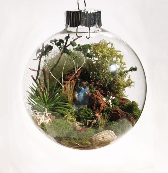 Resting Hiker Scene Glass Ornament
