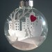 Young Lovers with a Red Heart Balloon Scene Glass Ornament