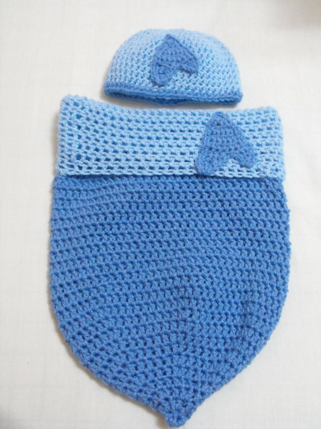 Handmade crochet baby Star Trek cocoon and two beanies