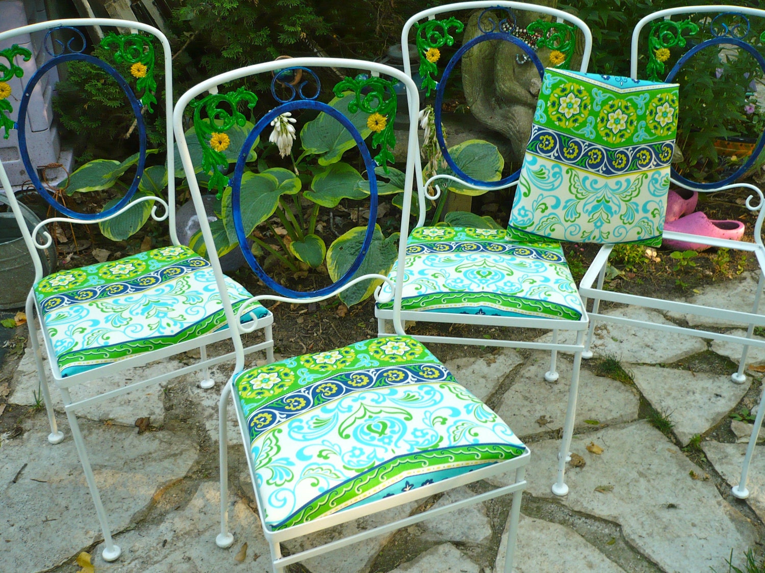 Painted Chairs Vintage Wrought Iron Patio Yard Chairs Four Available