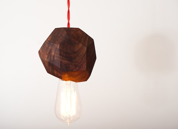 Chunk - Solid Walnut Pendant Light w/ Edison Bulb by Dylan Design Company
