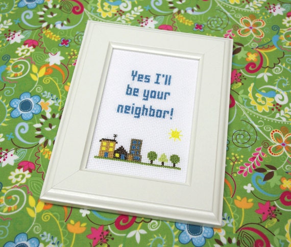 Pittsburgh Cross Stitch Pattern PDF - "Yes, I'll be your neighbor"