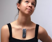 Artistic Pendant Necklace - OOAK Polymer Clay Necklace - Gray, Silver, Anthracite, Black  - Storm Approaching