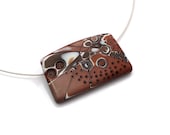 Original Art Brown Pendant Necklace, OOAK Polymer Clay Pendant - JagnaB