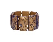 Modern Statement Bracelet Elastic Big Chunky Domino Tile Golden Blue Fashion Galaxy Designers Jewelry Polymer Clay