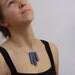 Blue Pendant Necklace, OOAK Polymer Clay Pendant, Abstract Jewelry