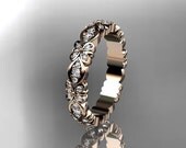 14kt  rose gold floral diamond  wedding ring,engagement ring,wedding band  ADLR122