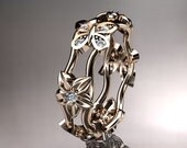 14kt  rose gold diamond floral butterfly wedding ring,engagement ring,wedding band ADLR153.nature inspired jewelry
