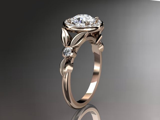14kt rose gold diamond floral wedding ring,engagement ring ADLR129