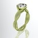 14k yellow gold diamond leaf and vine wedding ring,engagement ring,white topaz,white sapphire