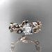 14kt  rose gold diamond leaf and vine wedding ring,engagement ring.nature inspired jewelry