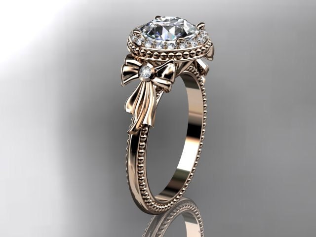 14kt  rose gold diamond unique engagement ring,wedding ring ADER157