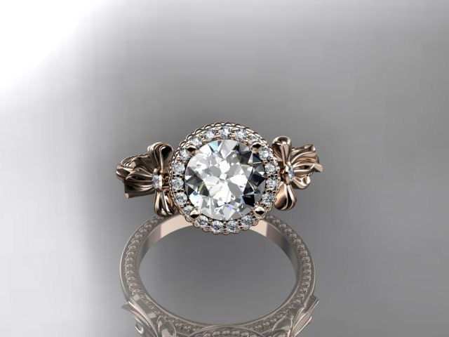 14kt  rose gold diamond unique engagement ring,wedding ring ADER157