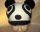 funny silly Animal Crocheted costume Hat Panda Baby Acrylic Black White wool Teddy Bear Unisex Boys Girls kids childs Easter gift 3,4,5 age