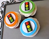 Stoplight Traffic Lights Fondant Cupcake Topper Set