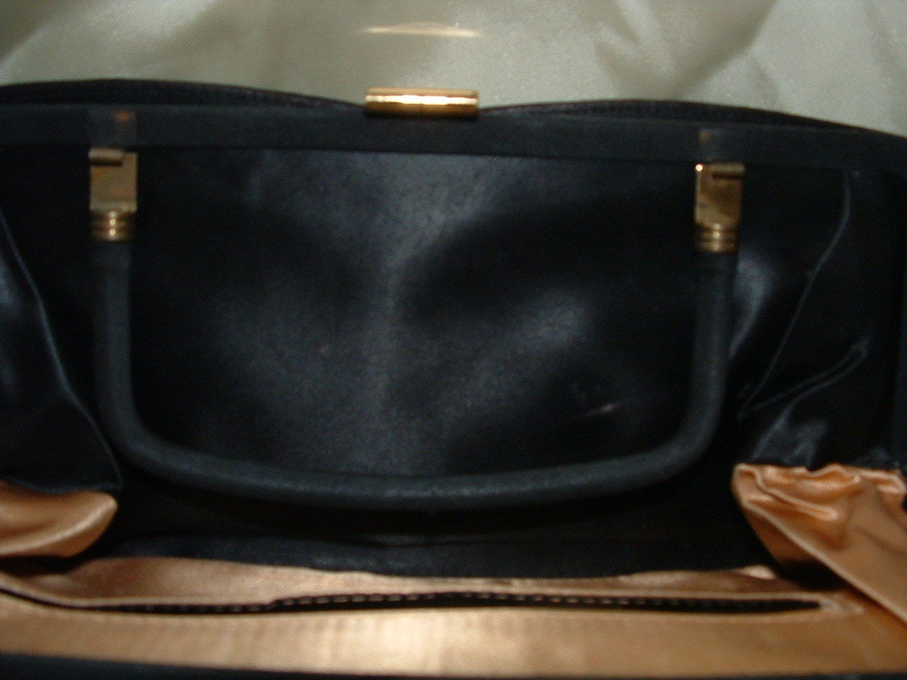 1950s Vintage Elongated Black Fabric Clutch