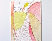 Handmade Drawing ACEO Colored Pencil  Original Spring Abstract