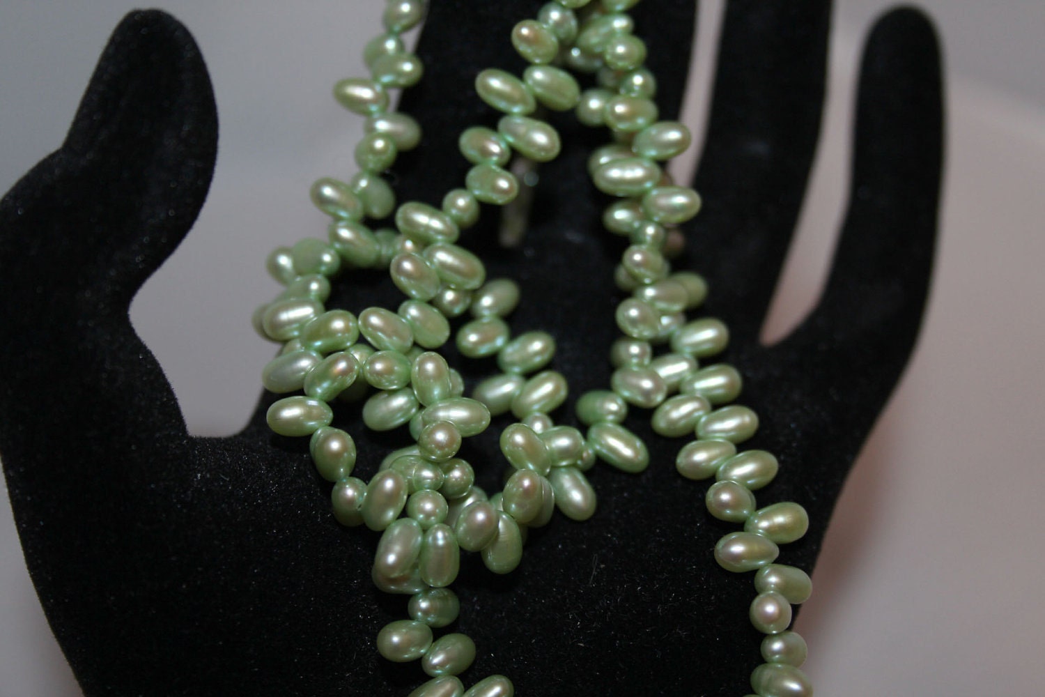 31 inch Teardrop fresh water Pearl necklace light green