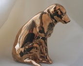 Gold Luster Lab Dog, Yellow Labrador Retriever Pet Lovers' Porcelain Miniature