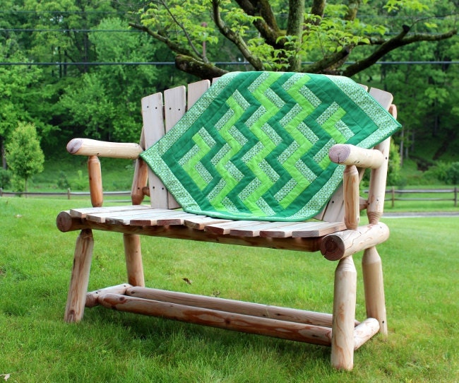 Quilt Green Emerald Geometric Zig Zag Pattern for Boy or Girl