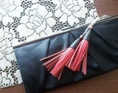 Chained leather set of 2 tassels