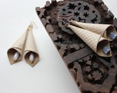 Leather cone and bead dangle earrings