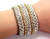 Sand Storm - Designer Friendship Bracelet with Chains, Thread & Crystals - Made To Order