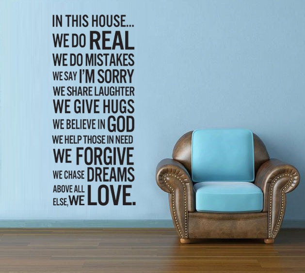 Vinyl Wall Decals Wall Sticker Words - House Rules Quote - In this house we do - 29