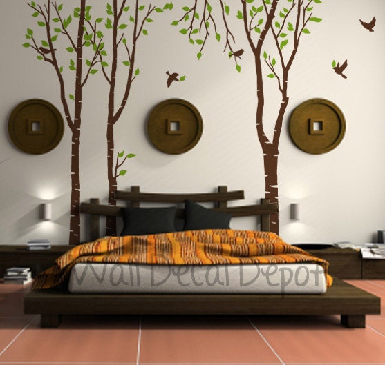 Vinyl Wall Decal Wall Sticker Art- Nature Trees with birds