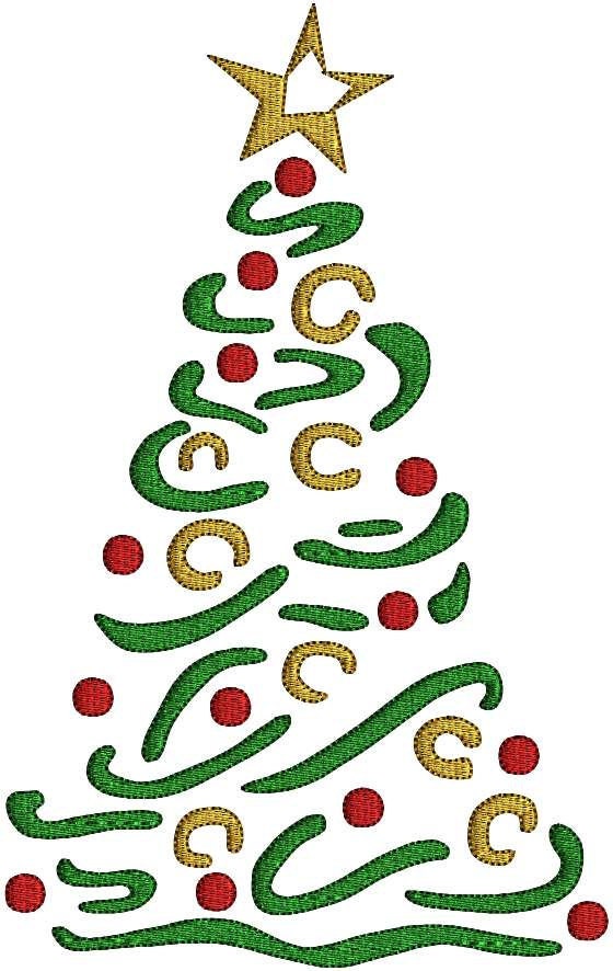 Christmas Tree Open Star  Christmas Holiday Santa Claus Machine Embroidery Design Pattern 3 hoop sizes