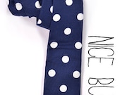 Men NeckTie- Navy blue white dots-Men ties preppy style