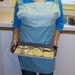 Blue Striped and teal blue Full Apron S/M