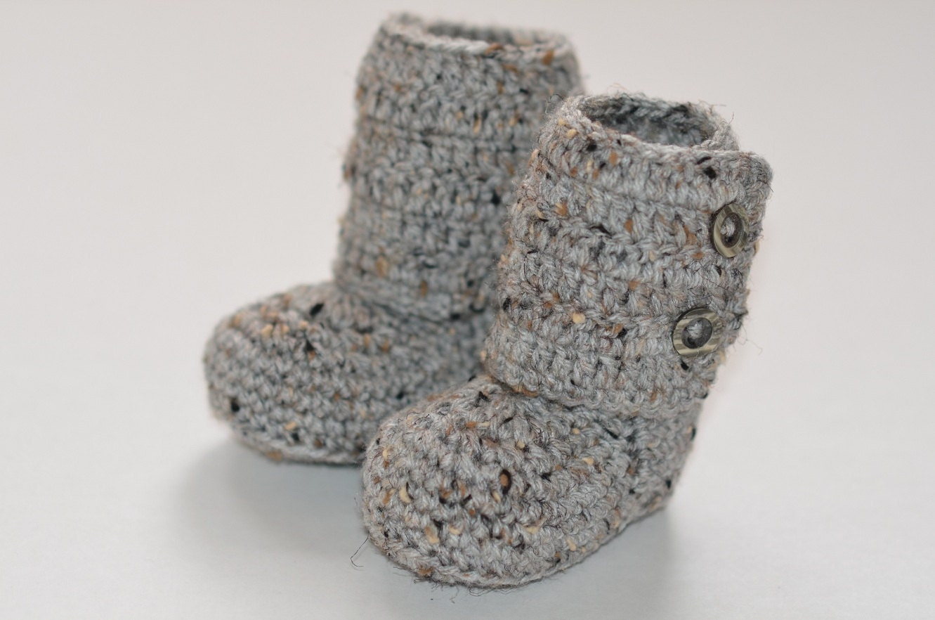 Crochet baby ankle booties in marble gray ( size 0-3m, 3-6m, 6-9m, 9-12m) --- available in different colors