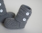 Crochet baby ankle booties in gray ( size 0-3m, 3-6m, 6-9m, 9-12m) --- available in different colors