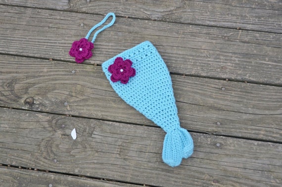 Mermaid Tail Cocoon Set -- Photography Prop, Baby Shower Gift, Photo Prop, Newborn Photo Session (Available in Different Color)