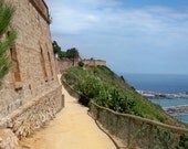 seabreeze path, barcelona, spain, postcard, home art