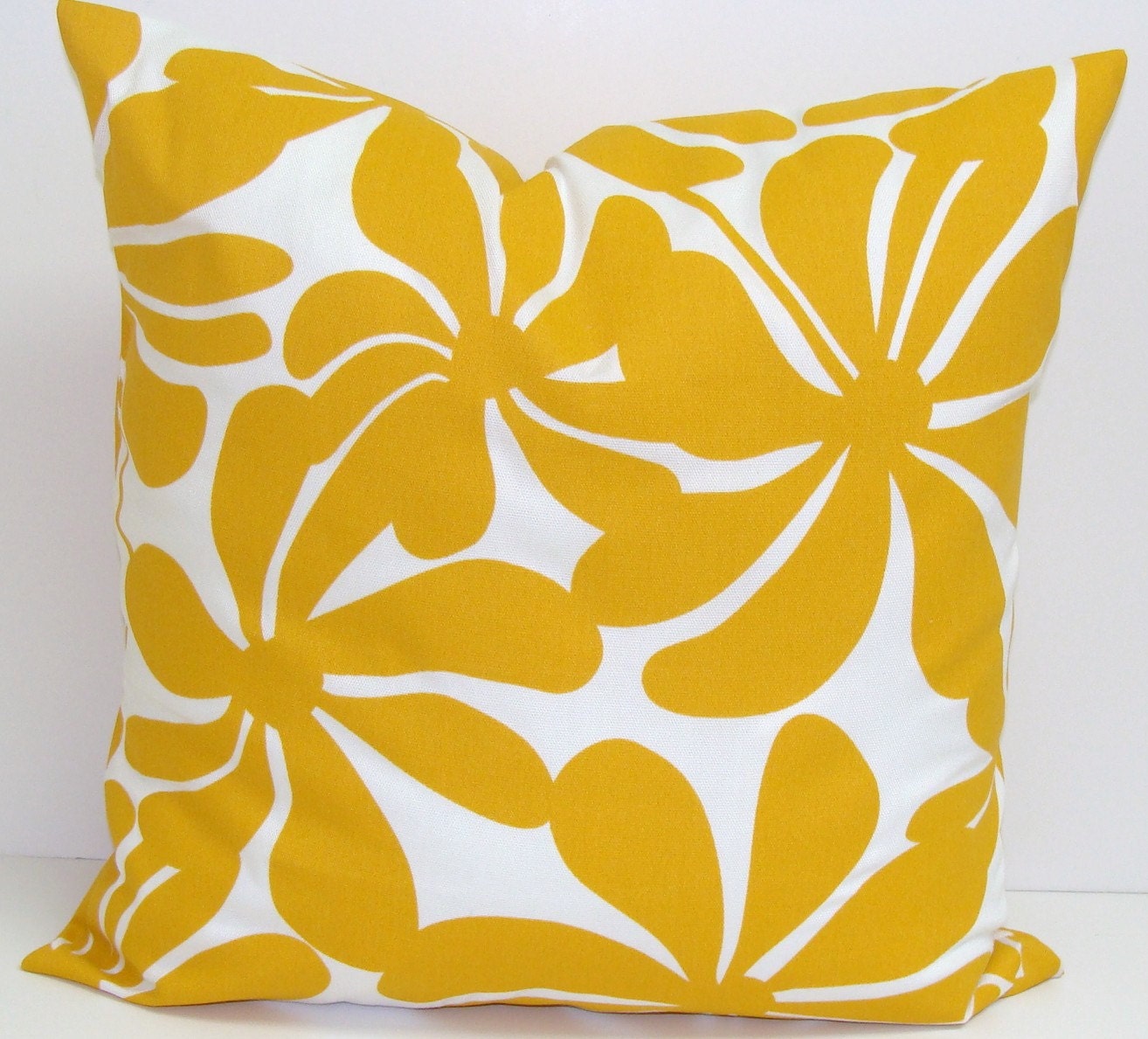 OUTDOOR PILLOWS.Goldenrod Yellow.Indoor Outdoor.18x18 inch.Decorator Pillow Covers.Printed Fabric Front and Back