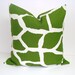 SALE PILLOWS.Green Pillow.Giraffe.20x20 inch.Decorator Pillow Cover..Printed Fabric Front and Back.Green and White Pillow.Animal Print