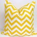 SALE.Yellow PILLOW SET.Chevron.Set of Two.16x16 inch.Decorator Pillow Covers.Printed Fabric Both Sides.Housewares.Home Decor