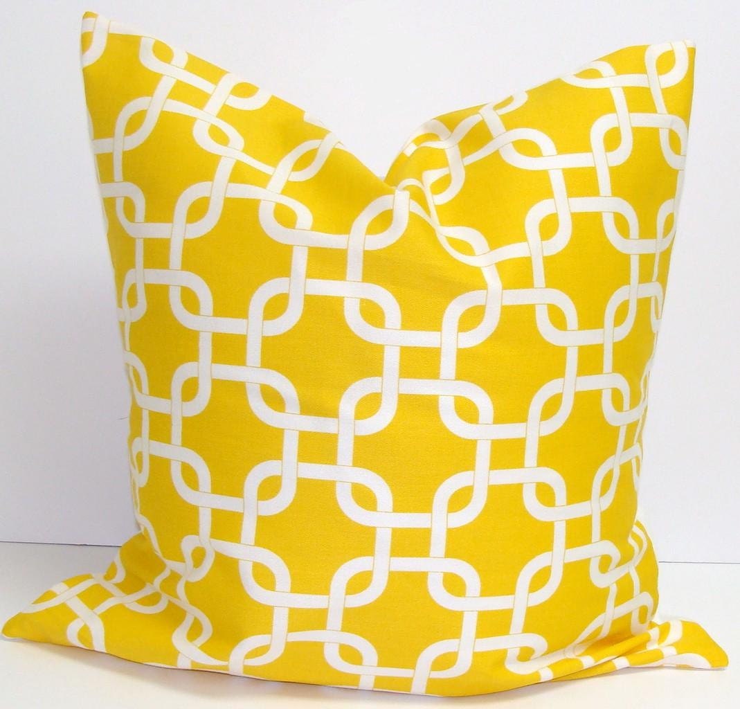 SALE.Yellow PILLOW SET.Chevron.Set of Two.16x16 inch.Decorator Pillow Covers.Printed Fabric Both Sides.Housewares.Home Decor