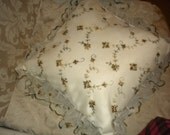 Pretty Embroidered pillow,Victorian,lace,boudoir,bedroom decor,bedding,french country,cottage,french cottage,home decor