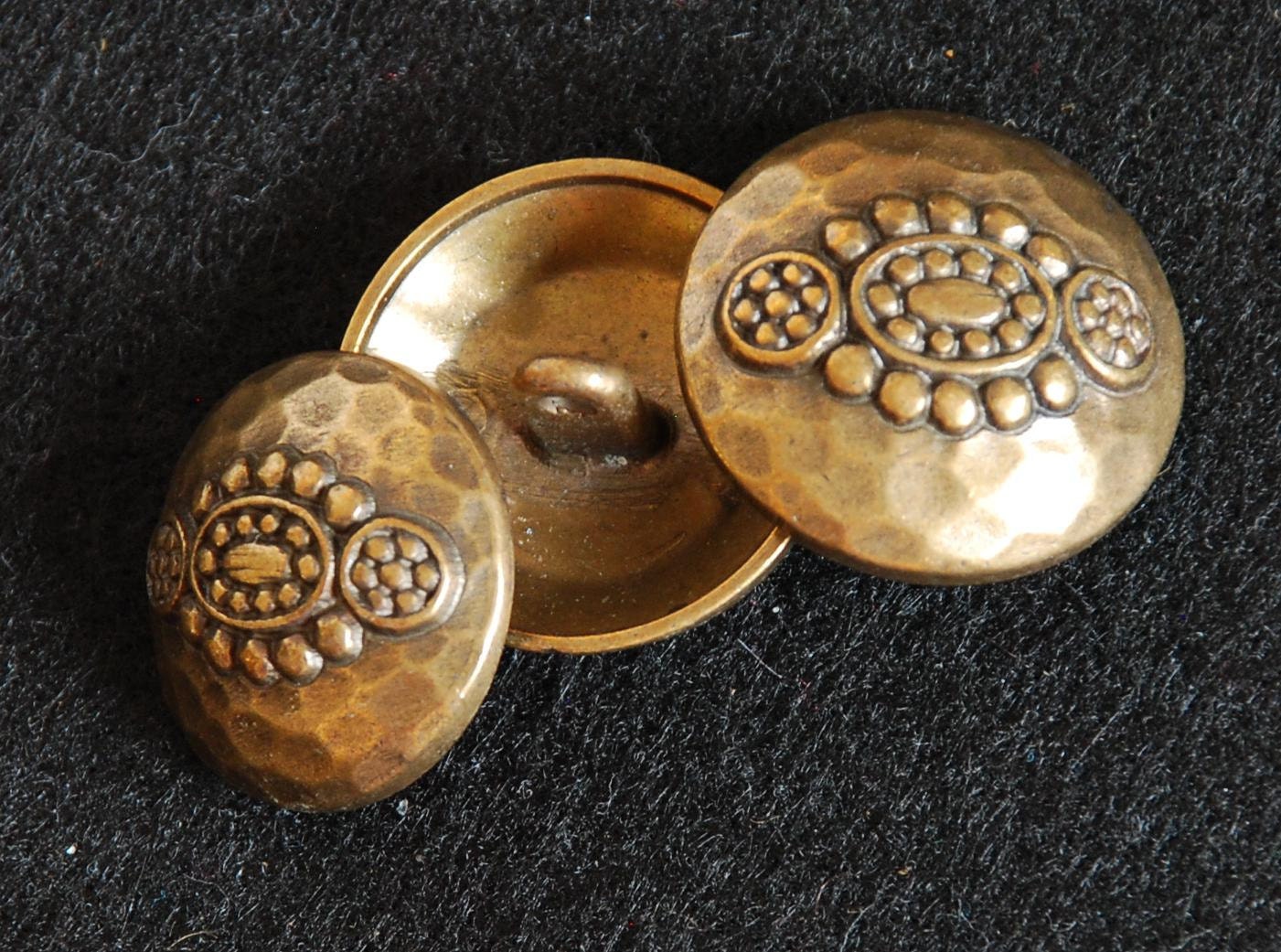 4 Vintage hammered Victorian buttons - 2 sizes